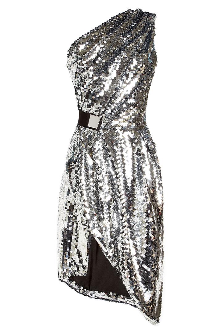 Carven Carven Sequin Embellished Asymmetric Dress - Silver