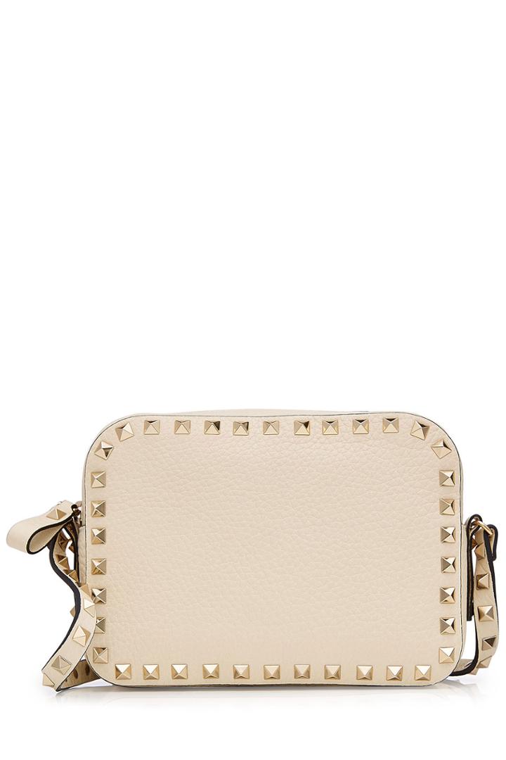 Valentino Valentino Leather Rockstud Camera Bag - Beige