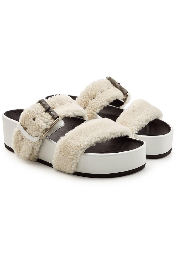 Rag & Bone Rag & Bone Evin Leather Sandals With Shearling
