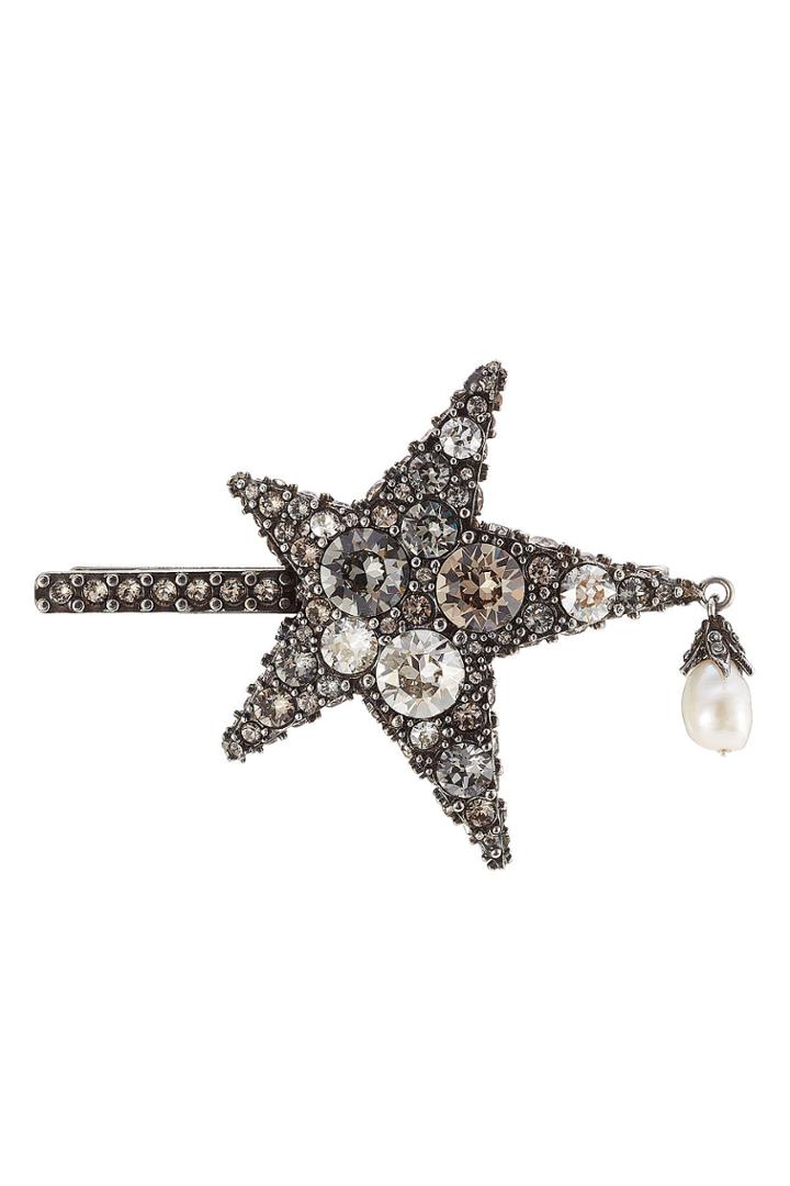 Alexander Mcqueen Alexander Mcqueen Crystal Eye Moon Brooch - Multicolor
