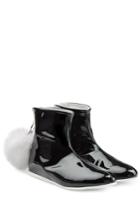 Joshua Sanders Joshua Sanders Patent Leather Boots With Fur Pom-pom - Black