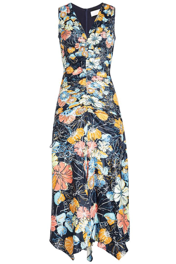 Peter Pilotto Peter Pilotto Printed Satin Ruched Dress