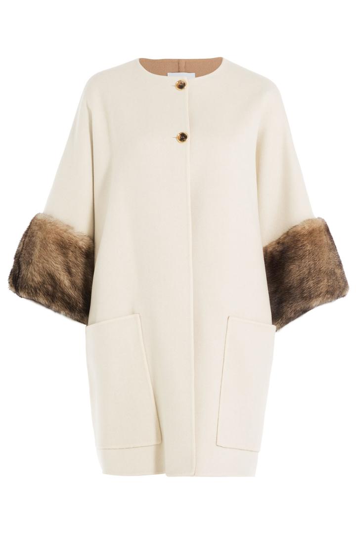 Agnona Agnona Reversible Wool Coat With Fur - White