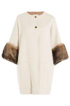 Agnona Agnona Reversible Wool Coat With Fur - White