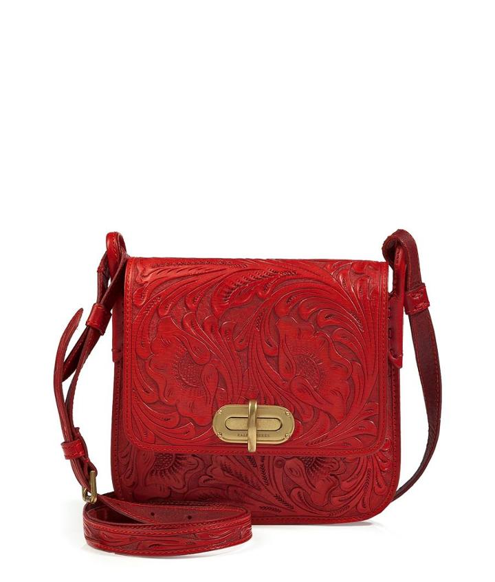 Ralph Lauren Collection Tooled Leather Crossbody Bag In Red