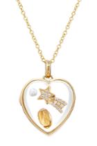 Loquet Loquet 14kt Heart Locket With Citrine, Pearl And Diamonds - Multicolor