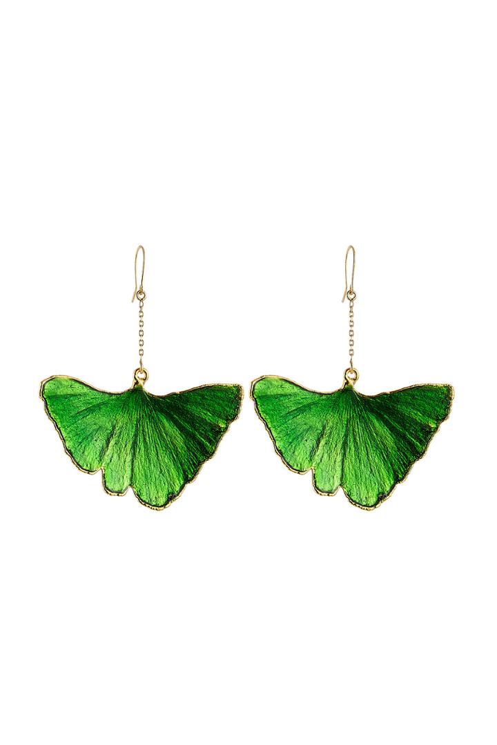 Aurélie Bidermann Aurélie Bidermann 18kt Gold Ginkgo Leaf Earrings - Green