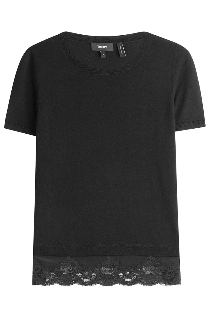 Theory Theory Wool Top With Lace - Black
