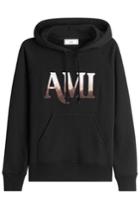 Ami Ami Logo Printed Cotton Hoody - Black
