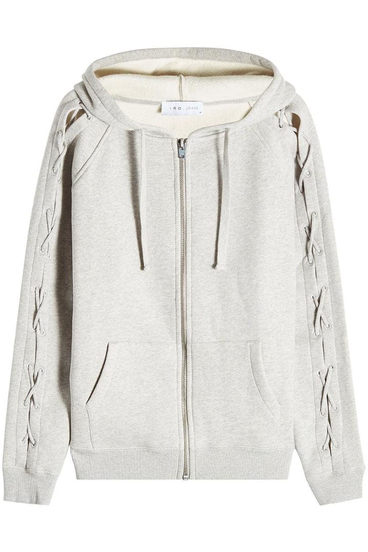 Iro Iro Zipped Hoodie With Lace-up Detail