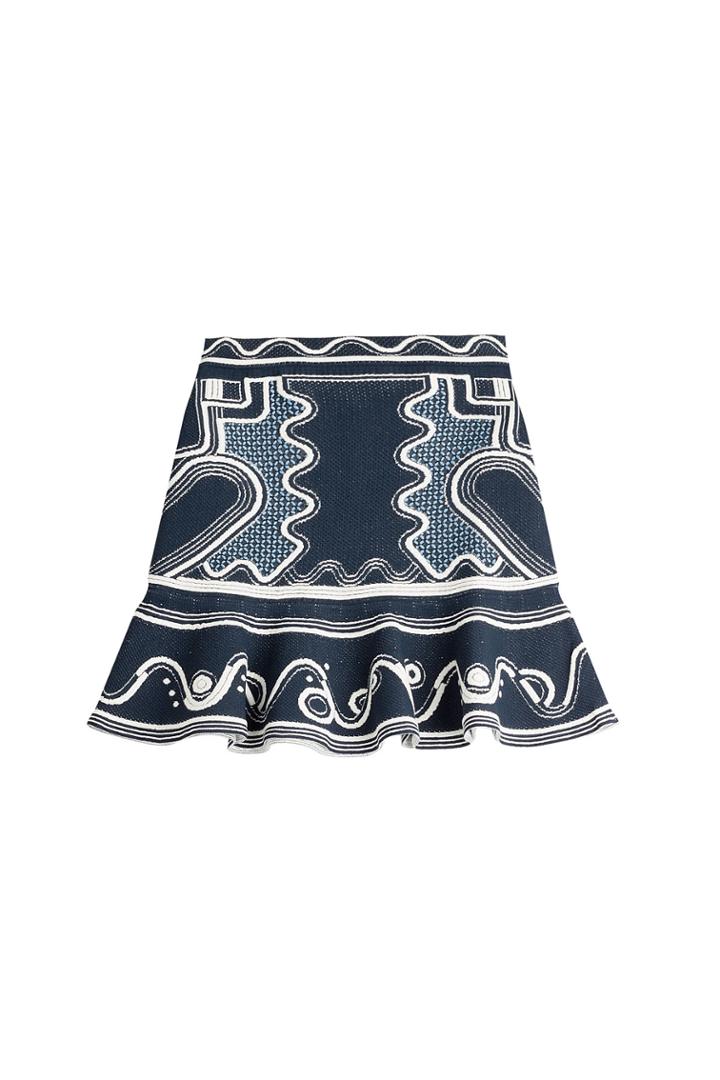 Peter Pilotto Peter Pilotto Embroidered Stretch Skirt - Blue