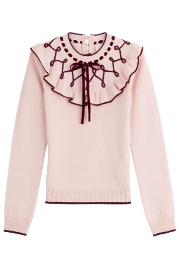 Roksanda Ilincic Roksanda Ilincic Wool-cashmere Pullover With Ruffles - Pink