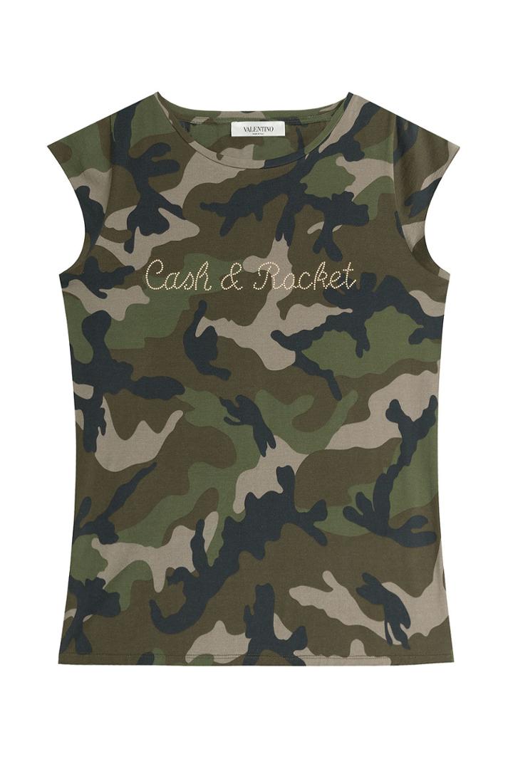 Valentino Valentino Valentino Cash & Rocket Embellished Cotton T-shirt - None