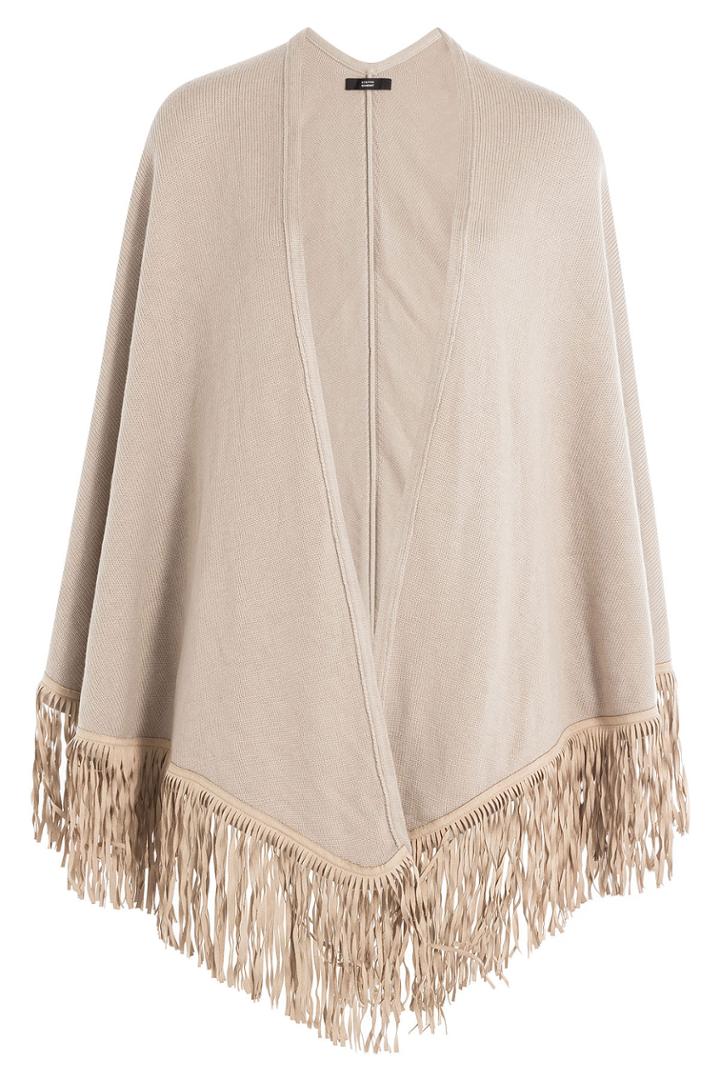 Steffen Schraut Steffen Schraut Fringed Poncho With Cashmere - Beige