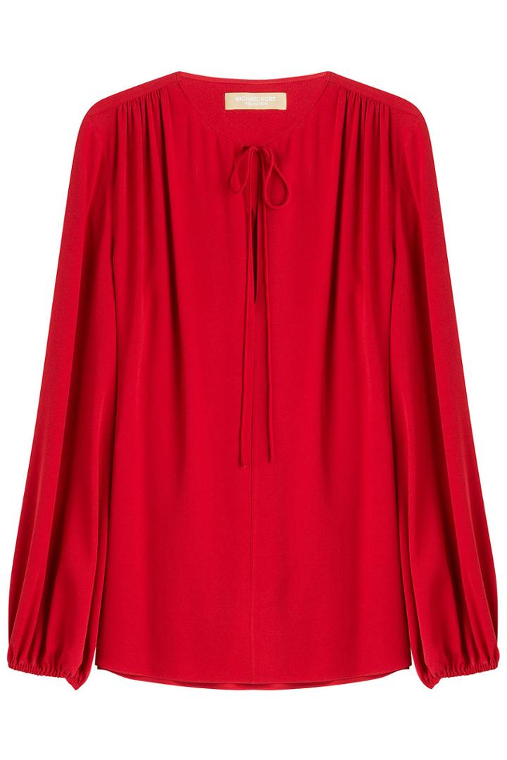 Michael Kors Michael Kors Draped Silk Blouse - Red