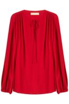 Michael Kors Michael Kors Draped Silk Blouse - Red