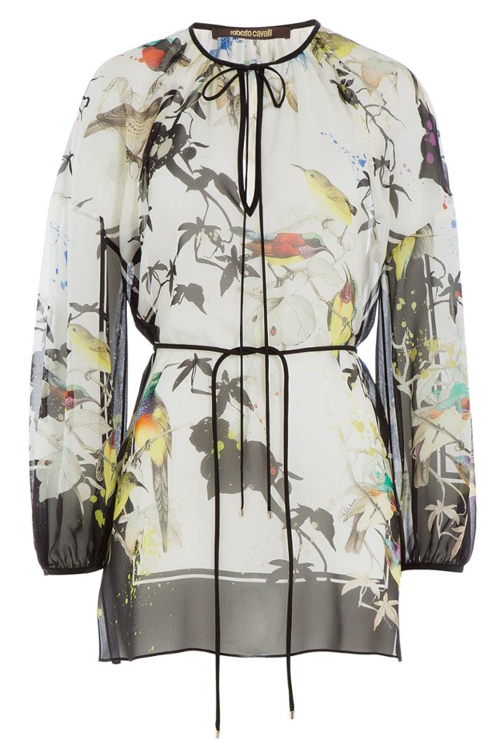 Roberto Cavalli Roberto Cavalli Printed Silk Tunic Blouse