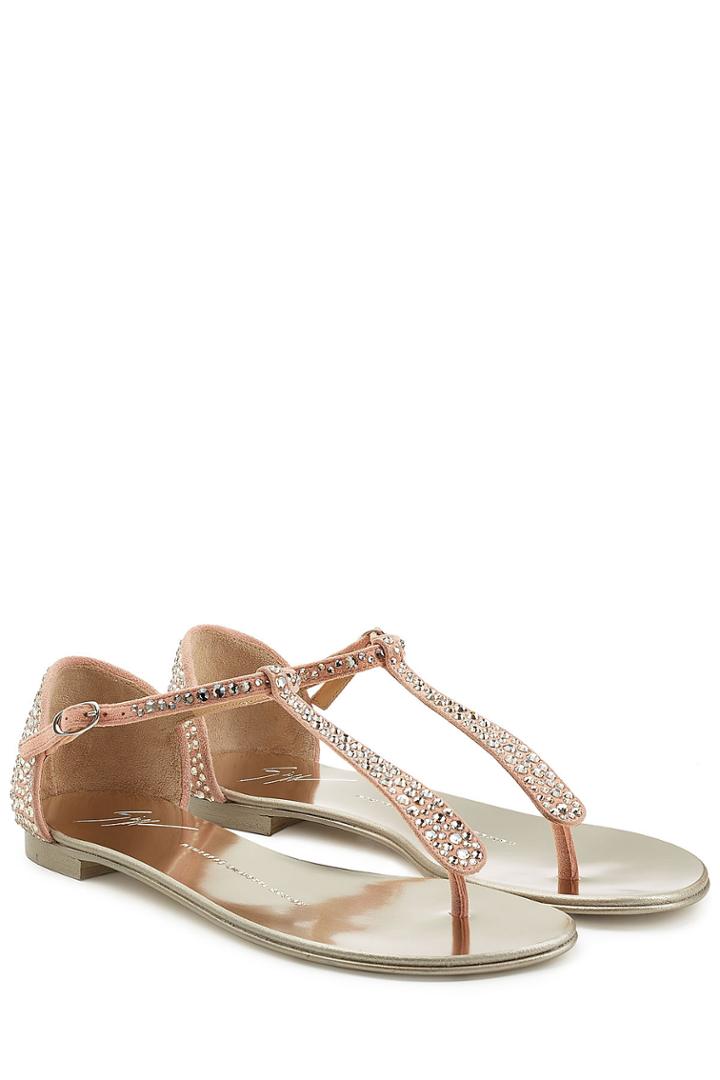 Giuseppe Zanotti Giuseppe Zanotti Embellished Suede Sandals - Rose