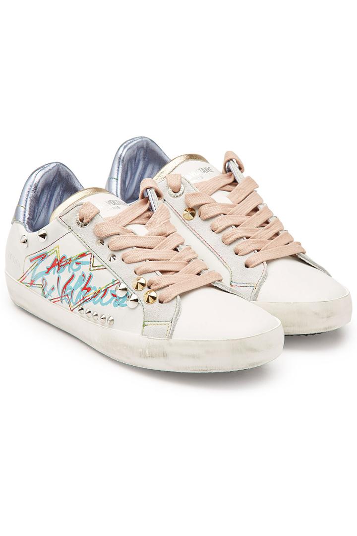 Zadig & Voltaire Zadig & Voltaire Leather And Suede Sneakers With Studs