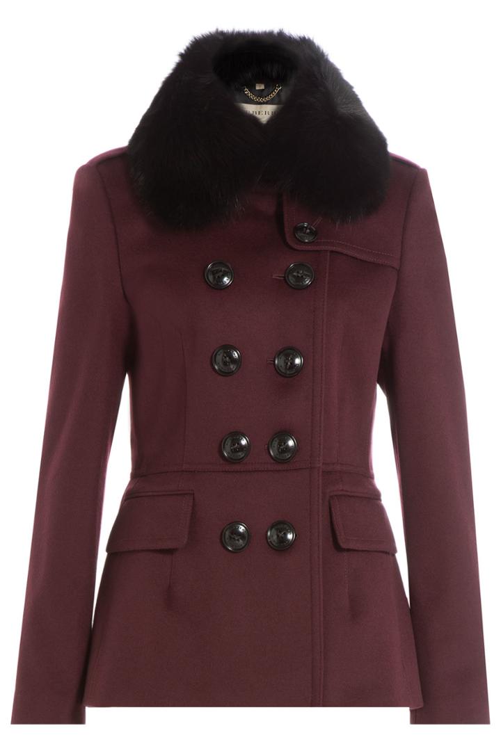 Burberry London Burberry London Wool Jacket With Rabbit Fur Collar - None