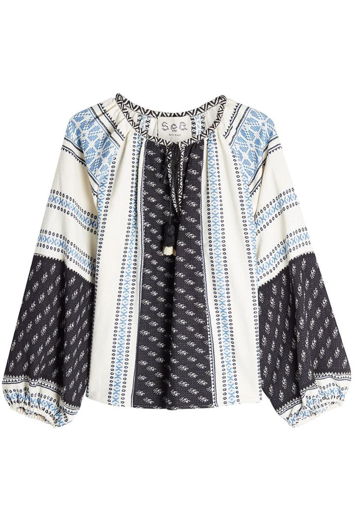 Sea Sea Printed Cotton Blouse With Linen