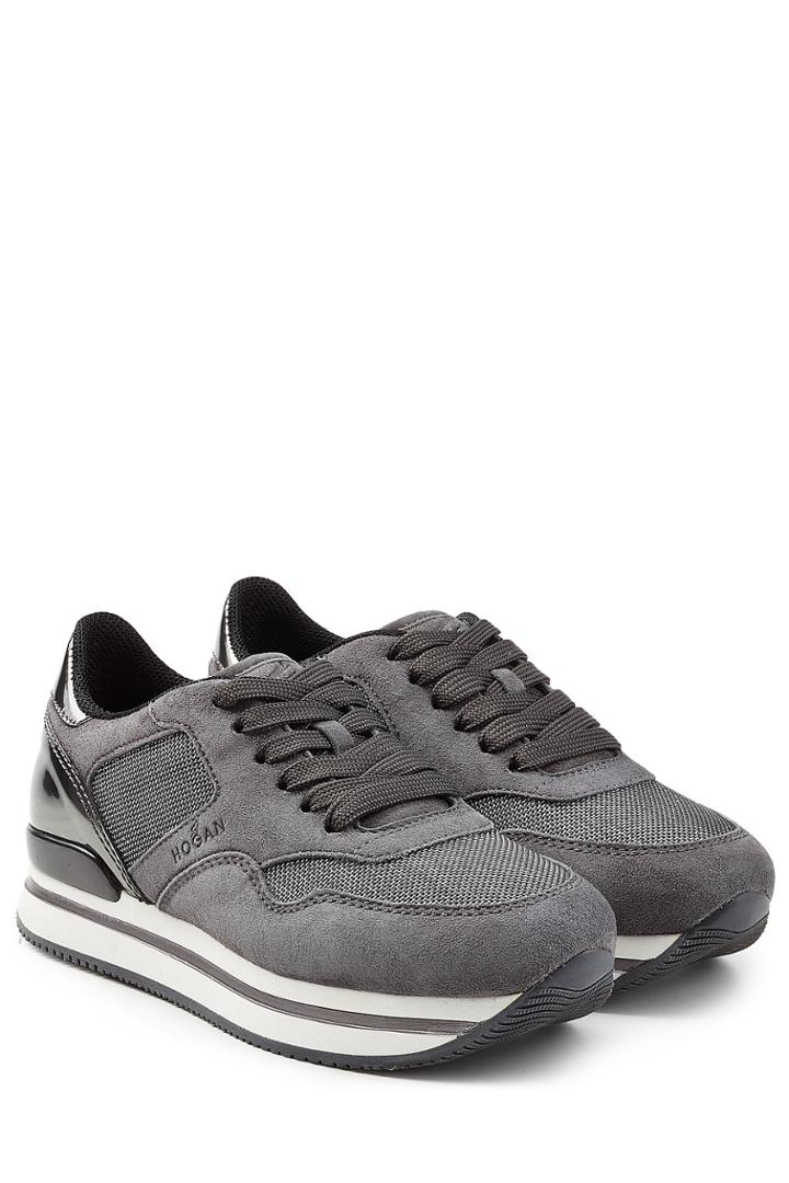 Hogan Hogan Suede, Leather And Mesh Platform Sneakers - Grey