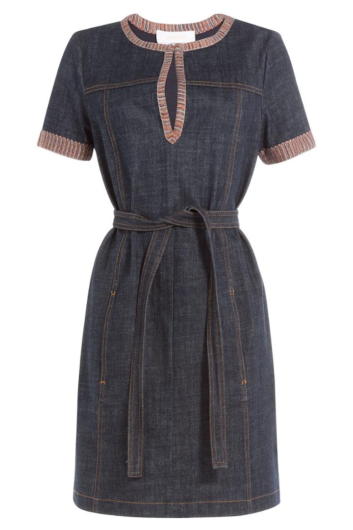 See By Chloé See By Chloé Denim Dress With Knit Trim