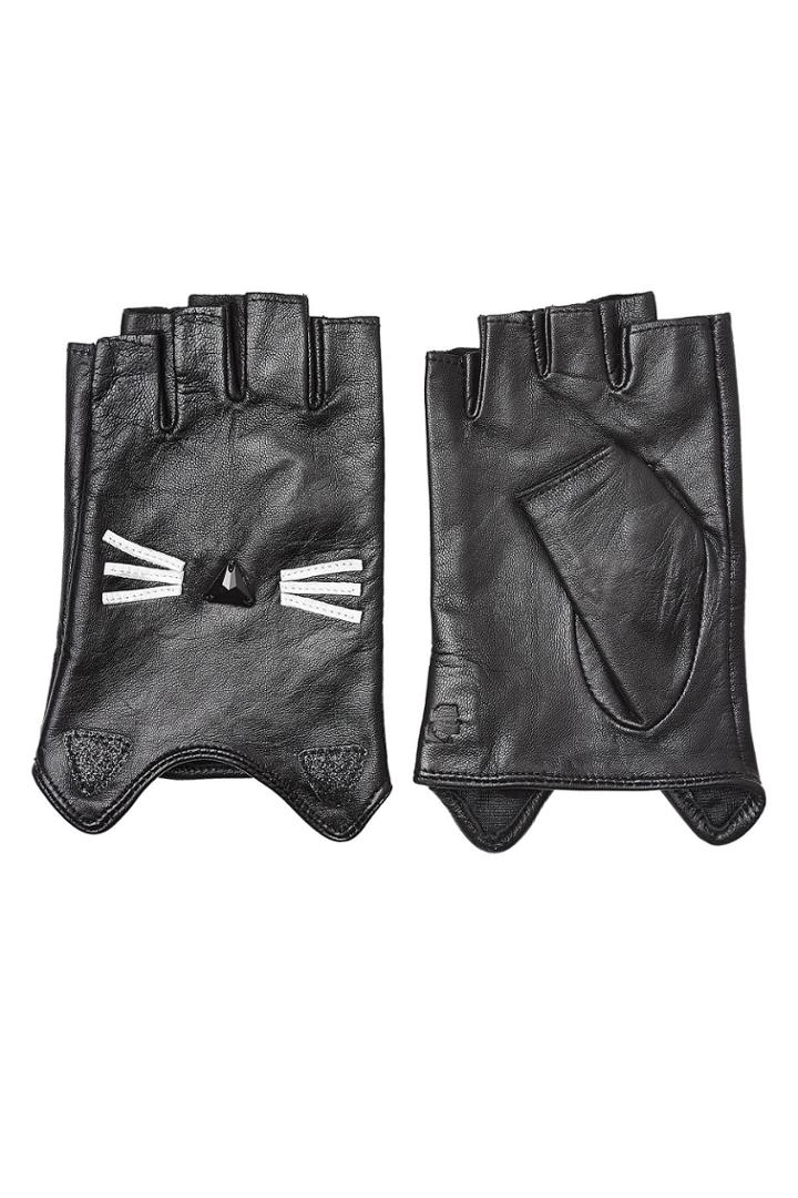 Karl Lagerfeld Karl Lagerfeld K/ikonik Embellished Fingerless Leather Gloves