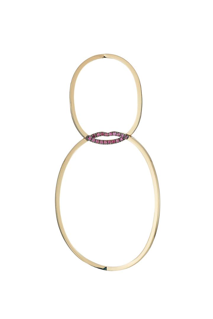 Delfina Delettrez Delfina Delettrez 18kt Yellow Gold Lips Earring With Rubies