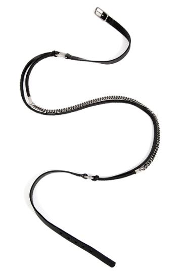 Werkstatt München Werkstatt München Leather Wound Chain Fine Frame Bracelet In Black - Silver