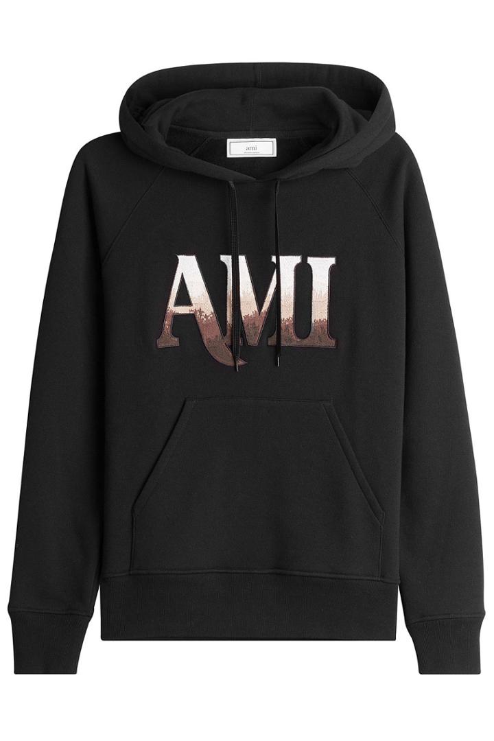 Ami Ami Logo Printed Cotton Hoody