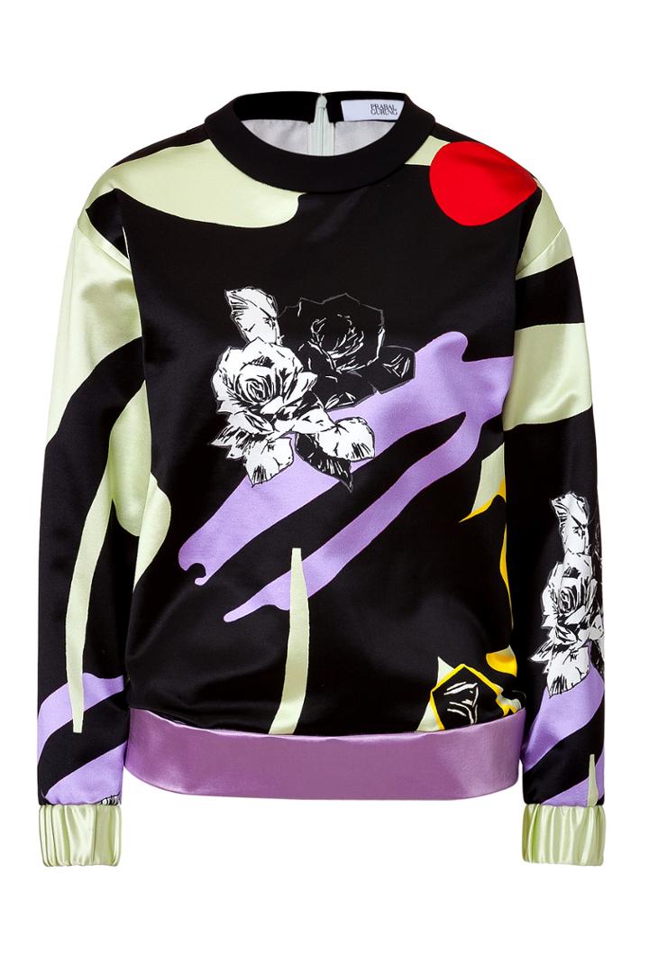 Prabal Gurung Prabal Gurung Satin Rose Print Sweatshirt - Multicolor