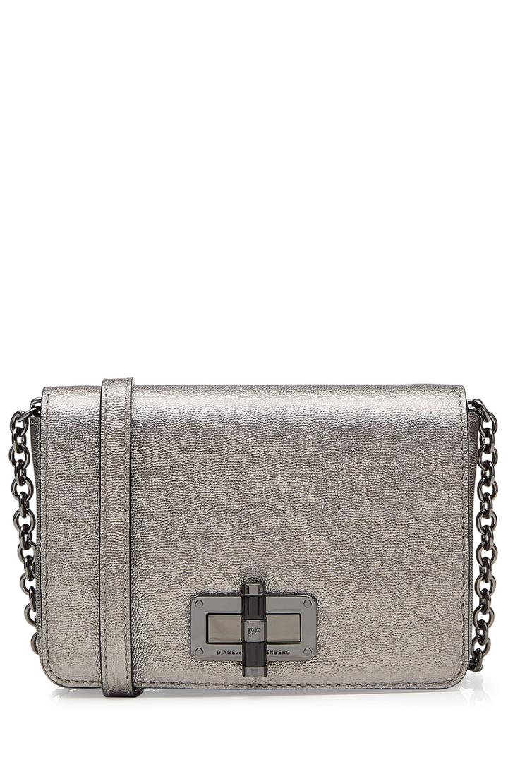 Diane Von Furstenberg Diane Von Furstenberg Leather Shoulder Bag - Silver