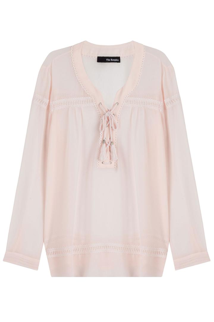 The Kooples The Kooples Tie-front Peasant Blouse - Rose