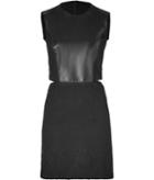 Salvatore Ferragamo Black Leather/cotton Lace Dress