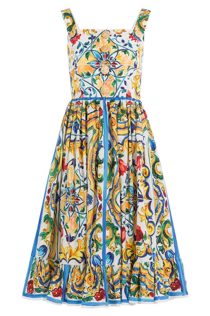 Dolce & Gabbana Dolce & Gabbana Printed Cotton Sundress Channel An Impeccable Tailored Look