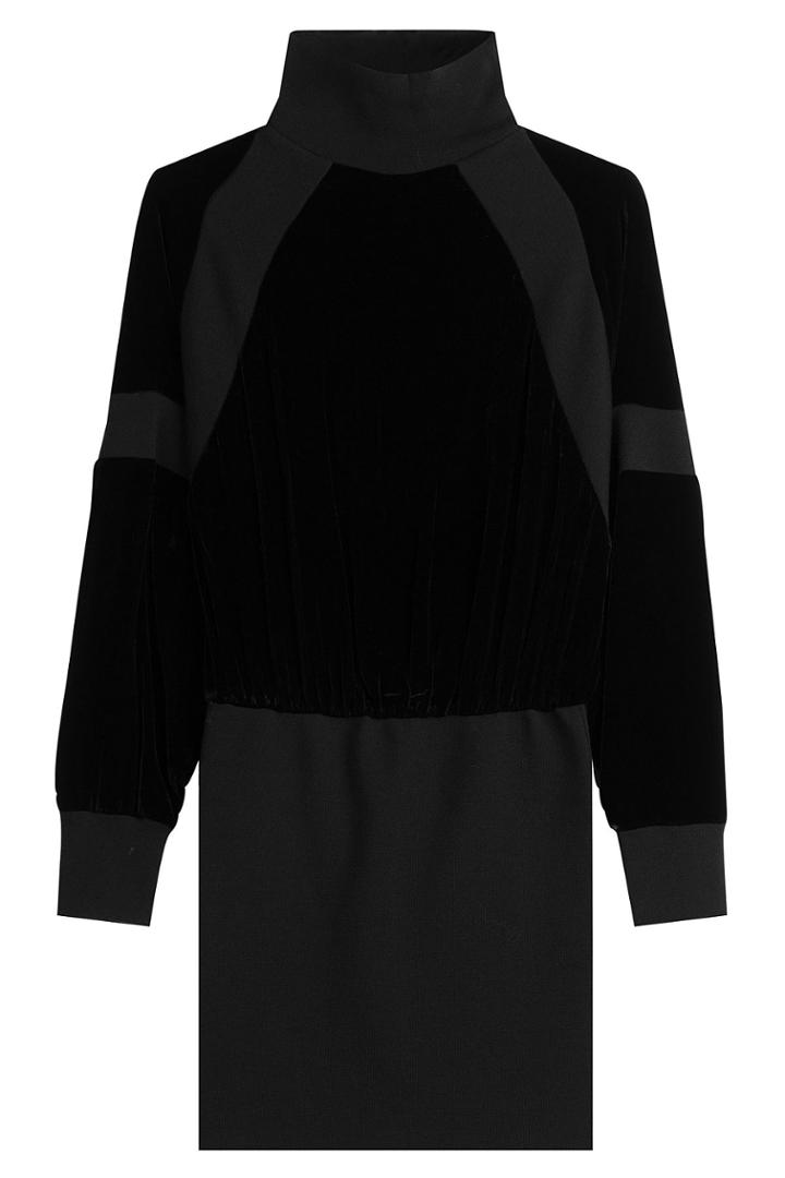 Dkny Dkny Knit Sweater Dress With Velvet - Black