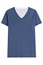 Majestic Majestic Layered Cotton T-shirt With V-neckline - Blue