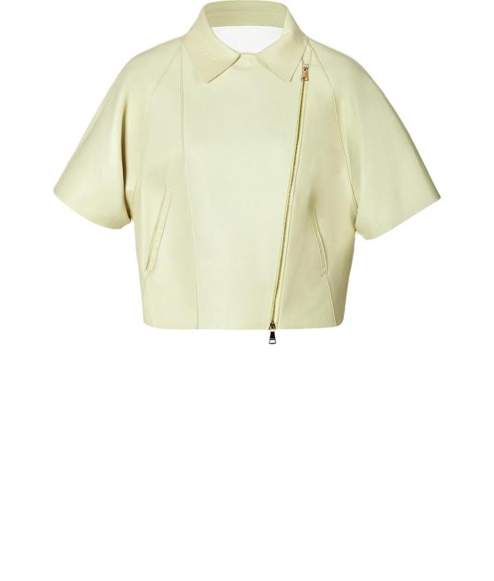 Vionnet Leather Cropped Short Sleeve Jacket
