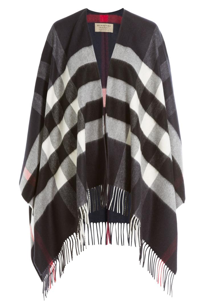 Burberry Shoes & Accessories Burberry Shoes & Accessories Printed Cashmere-merino Wool Cape - Blue