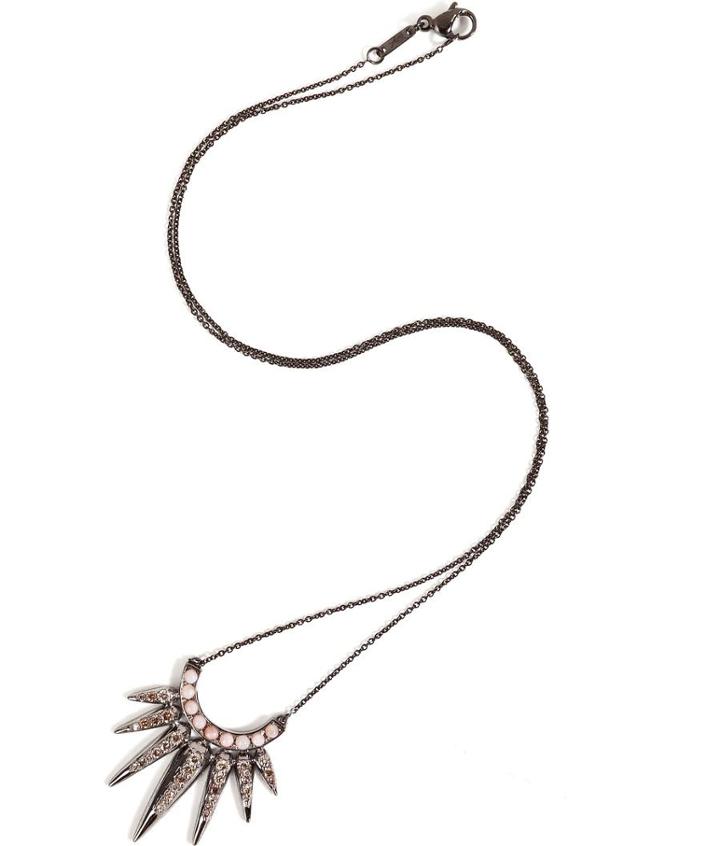 Nikos Koulis 18kt Blackened Gold Necklace With Diamond And Turquoise