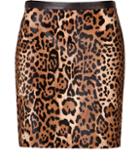 Ralph Lauren Black Label Leather Leopard Print Skirt