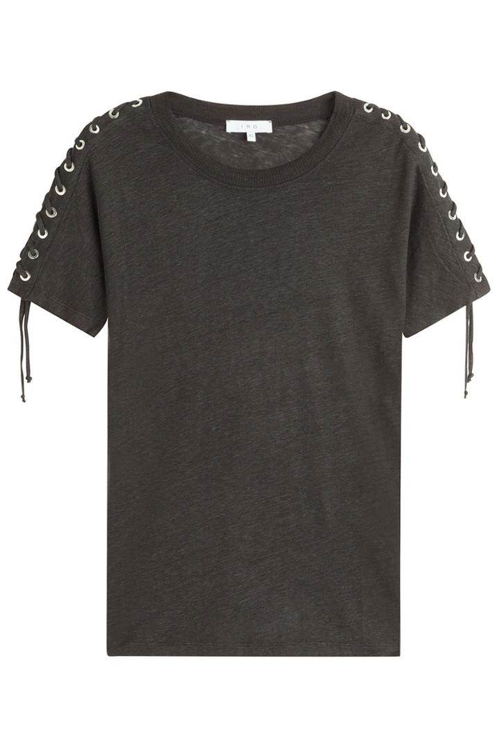 Iro Iro Linen T-shirt With Lace-up Sides - Black