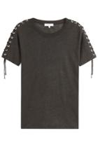 Iro Iro Linen T-shirt With Lace-up Sides - Black