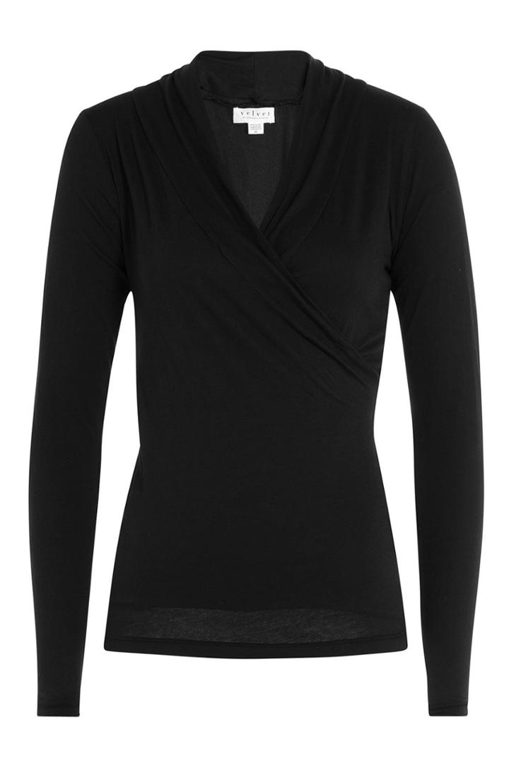 Velvet Velvet Draped Cotton Top - Black