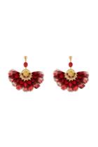Gas Bijoux Gas Bijoux 24kt Gold Plated Earrings With Feathers - Red