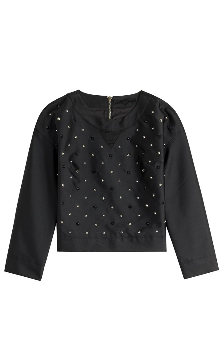 Karl Lagerfeld Satin Twill Top With Sequin Embellishment
