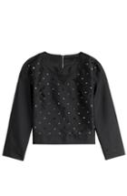 Karl Lagerfeld Satin Twill Top With Sequin Embellishment