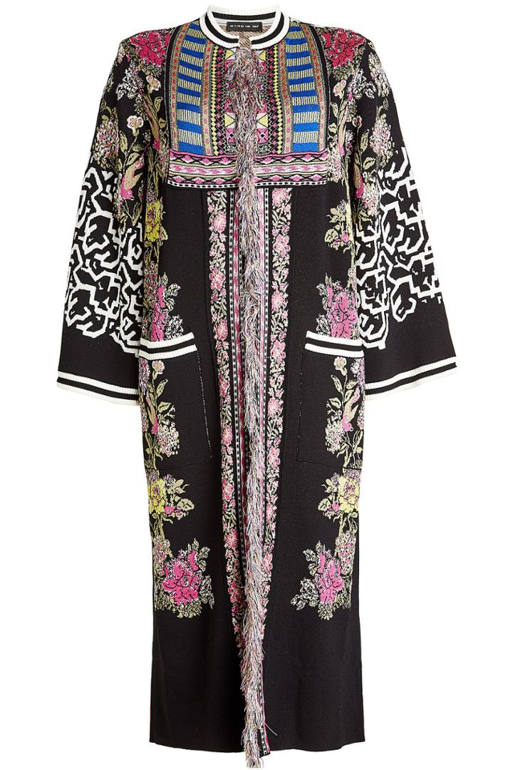 Etro Etro Printed Coat With Wool And Metallic Thread