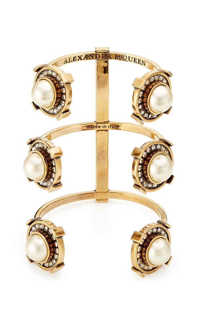 Alexander Mcqueen Alexander Mcqueen Embellished Cuff Bracelet - Gold